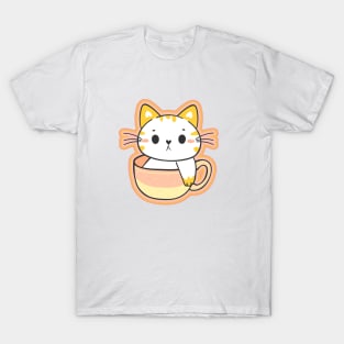 Adorable cat sitting in a coffee cup T-Shirt